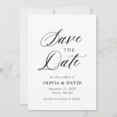 Zwart-wit minimalistische bruiloft Bewaar de datum Kaart (Voorkant)