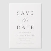 Zwart-wit minimalistische bruiloft Bewaar de datum Vellum Uitnodigingen (Voorkant)