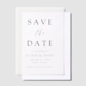 Zwart-wit minimalistische bruiloft Bewaar de datum Vellum Uitnodigingen (Offset)