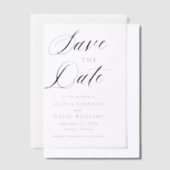 Zwart-wit minimalistische bruiloft Bewaar de datum Vellum Uitnodigingen (Offset)