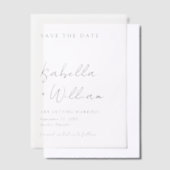 Zwart-wit minimalistische bruiloft Bewaar de datum Vellum Uitnodigingen (Offset)