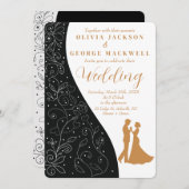 Zwart-wit minimalistische bruiloft kaart (Voorkant / Achterkant)