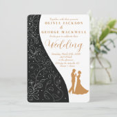 Zwart-wit minimalistische bruiloft kaart (Staand voorkant)