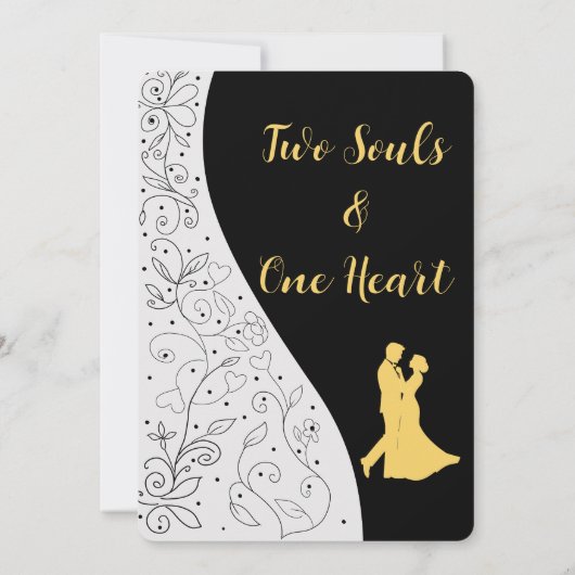 Zwart-wit minimalistische bruiloft kaart (Achterkant)