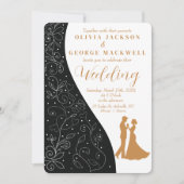 Zwart-wit minimalistische bruiloft kaart (Voorkant)