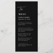 Zwart-wit minimalistische bruiloft menu's (Voorkant)