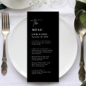 Zwart-wit minimalistische bruiloft menu's
