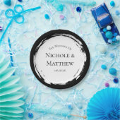 Zwart-wit minimalistische bruiloft papieren bordje (Feest)