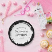 Zwart-wit minimalistische bruiloft papieren bordje (Feest)