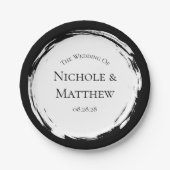 Zwart-wit minimalistische bruiloft papieren bordje (Voorkant)