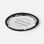 Zwart-wit minimalistische bruiloft papieren bordje (Gekanteld)