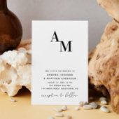 Zwart-wit minimalistische bruiloft QR code details Kaart