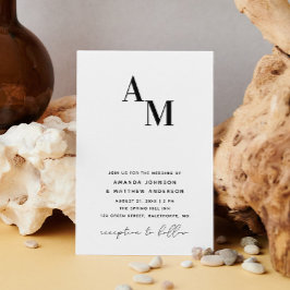 Zwart-wit minimalistische bruiloft QR code details Kaart