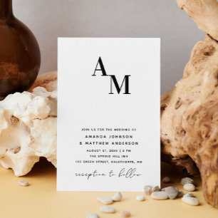 Zwart-wit minimalistische bruiloft QR code details Kaart