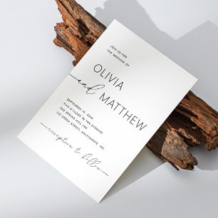 Zwart-wit minimalistische bruiloft QR code details Kaart