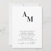 Zwart-wit minimalistische bruiloft QR code details Kaart (Voorkant)