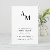 Zwart-wit minimalistische bruiloft QR code details Kaart (Staand voorkant)