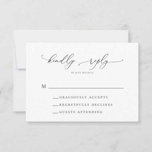 Zwart-wit minimalistische bruiloft RSVP Kaart (Voorkant)