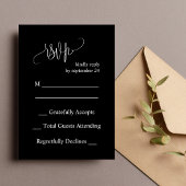 Zwart-wit minimalistische bruiloft RSVP Kaart