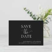 Zwart Wit Minimalistische Bruiloft Save The Date K Kaart (Staand voorkant)