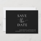 Zwart Wit Minimalistische Bruiloft Save The Date K Kaart (Voorkant)