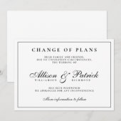 Zwart-wit minimalistische bruiloft uitstellen aankondiging (Voorkant / Achterkant)