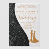 Zwart-wit minimalistische bruiloft vellum uitnodigingen (Voorkant)