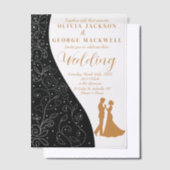 Zwart-wit minimalistische bruiloft vellum uitnodigingen (Offset)