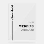 Zwart-wit minimalistische bruiloft WELKOM Acryl Bord (Voorkant)