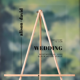 Zwart-wit minimalistische bruiloft WELKOM Acryl Bord