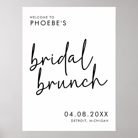 Zwart-wit minimalistische brunch welkom poster (Voorkant)