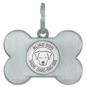 Zwart & Wit Minimalistische Cartoon Hond Blinde Ho Huisdieren Naamplaatje