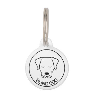 Zwart & Wit Minimalistische Cartoon Hond Blinde Ho Huisdierpenning