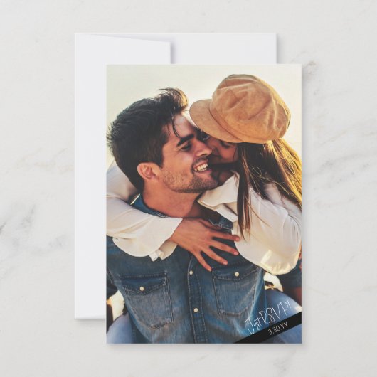 Zwart-wit Minimalistische Casual bruiloft RSVP Kaartje (Achterkant)