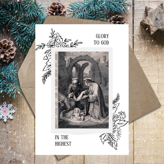 Zwart Wit Minimalistische Christelijke Kerstfoto Feestdagenkaart