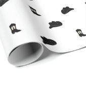 Zwart-wit minimalistische Cowboy Rodeo Patroon Cadeaupapier (Rol Hoek)