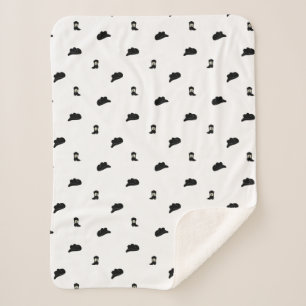 Zwart-wit minimalistische Cowboy Rodeo Patroon Sherpa Deken