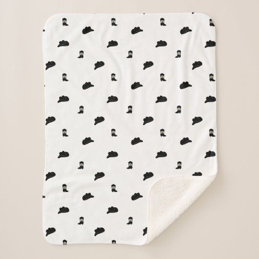 Zwart-wit minimalistische Cowboy Rodeo Patroon Sherpa Deken (Voorkant)
