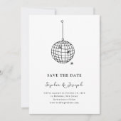 Zwart-wit minimalistische discobal | Foto Save The Date (Voorkant)