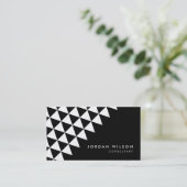 Zwart-wit minimalistische driehoek moderne geometr visitekaartje (Staand voorkant)