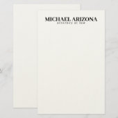 Zwart-wit minimalistische eenvoudige vlakte briefpapier (Voorkant / Achterkant)