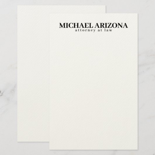 Zwart-wit minimalistische eenvoudige vlakte briefpapier (Voorkant / Achterkant)