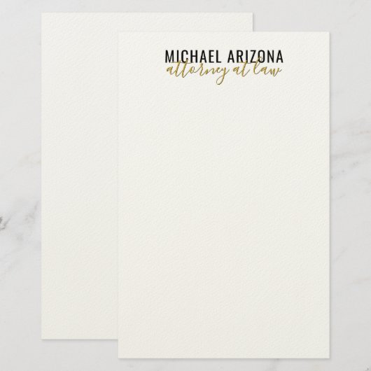 Zwart-wit minimalistische eenvoudige vlakte briefpapier (Voorkant / Achterkant)