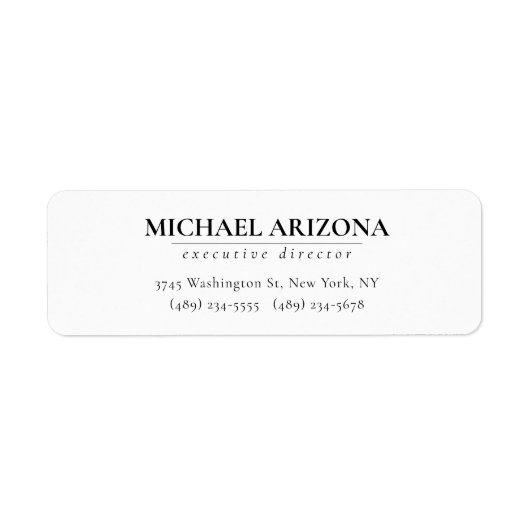 Zwart-wit minimalistische eenvoudige vlakte etiket (Voorkant)