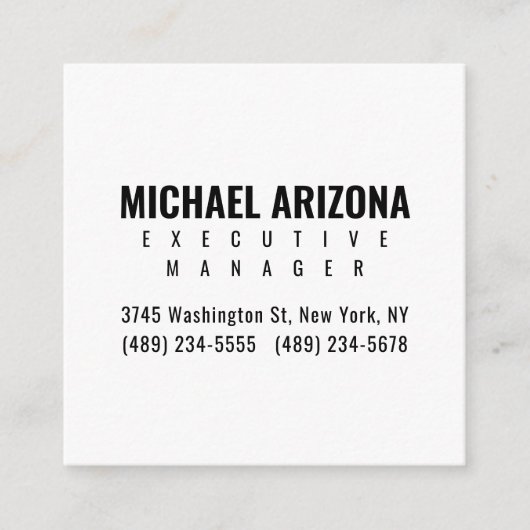 Zwart-wit minimalistische eenvoudige vlakte informatiekaartje (Voorkant)