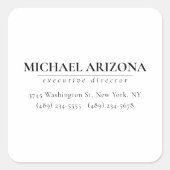 Zwart-wit minimalistische eenvoudige vlakte vierkante sticker (Voorkant)