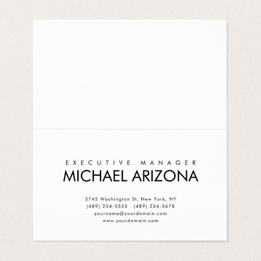 Zwart-wit minimalistische eenvoudige vlakte visitekaartje (Buitenkant ongevouwen)