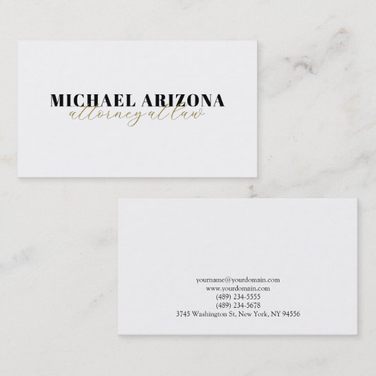 Zwart-wit minimalistische eenvoudige vlakte visitekaartje (Voorkant / Achterkant)