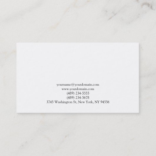 Zwart-wit minimalistische eenvoudige vlakte visitekaartje (Achterkant)