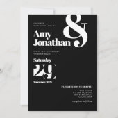 Zwart & Wit Minimalistische Elegante Bruiloft Kaart (Voorkant)